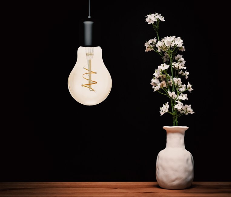 SPL E27 Led Bollamp A60 Slim-Flex, 4,2 Watt, 470 Lumen, 2200K Flame, CRI90, Dimbaar, Goudkleurig Glas, 2 Jaar Garantie, foto 2 van 4