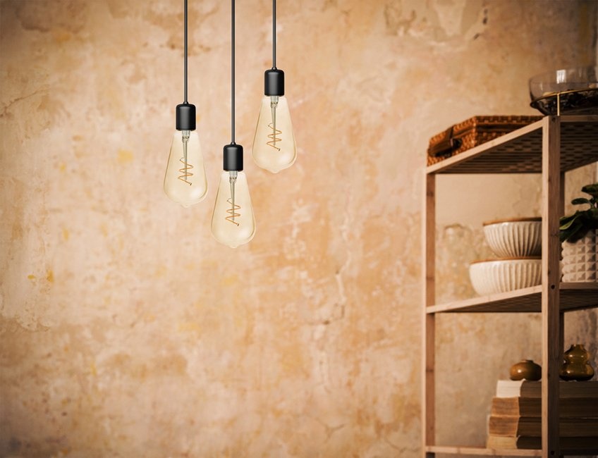 SPL E27 Led Bollamp ST64 Slim-Flex, 4,2 Watt, 470 Lumen, 2200K Flame, CRI90, Dimbaar, Goudkleurig Glas, 2 Jaar Garantie, foto 2 van 4