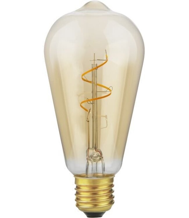 SPL E27 Led Bollamp ST64 Slim-Flex, 4,2 Watt, 470 Lumen, 2200K Flame, CRI90, Dimbaar, Goudkleurig Glas, 2 Jaar Garantie