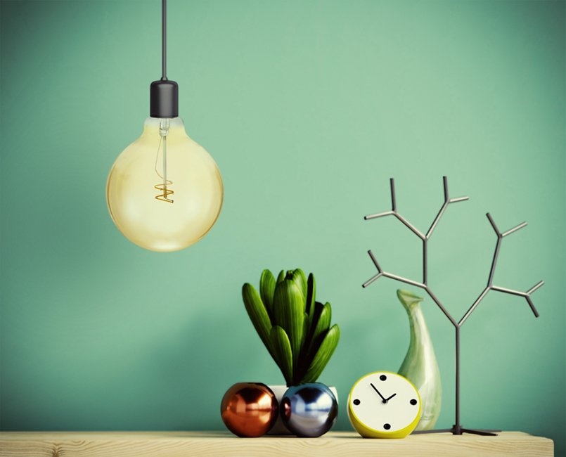 SPL E27 Led Bollamp G125 Slim-Flex, 4,2 Watt, 470 Lumen, 2200K Flame, CRI90, Dimbaar, Goudkleurig Glas, 2 Jaar Garantie, foto 2 van 4