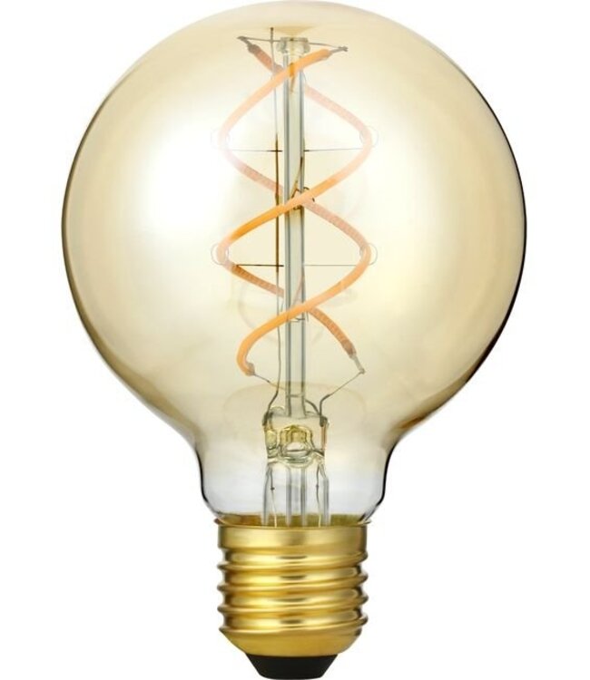 SPL E27 Led Bollamp G80 Fila-Flex, 5 Watt, 460 Lumen, 2200K Flame, 3 Steps-Dim (100%/50%/25%), Goudkleurig Glas, 2 Jaar Garantie