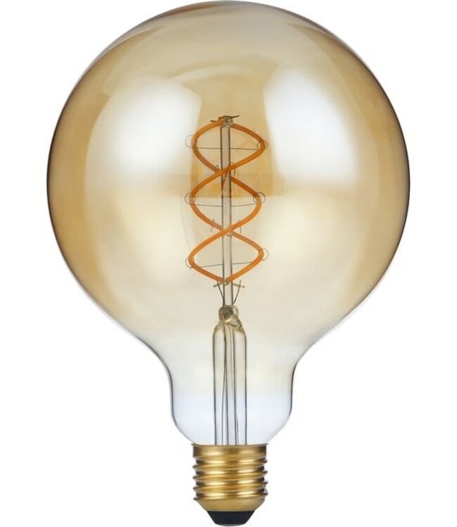 SPL E27 Led Bollamp G125 Fila-Flex, 5 Watt, 460 Lumen, 2200K Flame, 3 Steps-Dim (100%/50%/25%), Goudkleurig Glas, 2 Jaar Garantie