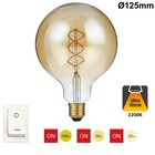SPL E27 Led Bollamp G125 Fila-Flex, 5 Watt, 460 Lumen, 2200K Flame, 3 Steps-Dim (100%/50%/25%), Goudkleurig Glas, 2 Jaar Garantie