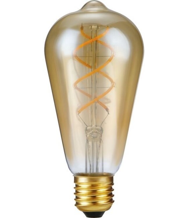 SPL E27 Led Bollamp ST64 Slim-Flex, 5 Watt, 460 Lumen, 2200K Flame, 3 Steps-Dim (100%/50%/25%), Goudkleurig Glas, 2 Jaar Garantie