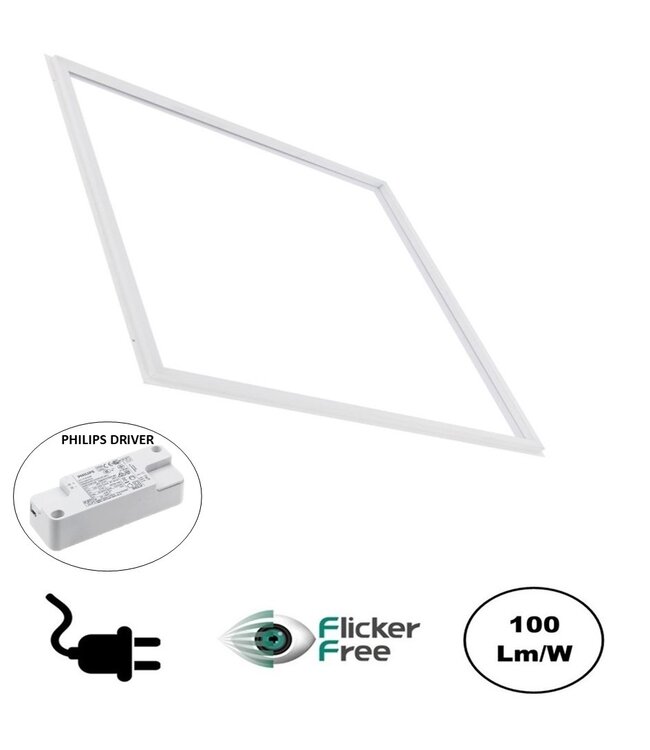 UITVERKOOP: Frame LED Paneel 60x60cm, 32w, 3200 Lumen (100lm/w), Flikkervrije Philips LED Driver, Stekkerklaar, 3 Jaar Garantie