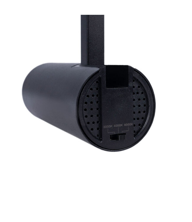 1 Fase Rail Spot 10w, 820 Lumen, CCT-Switch (3000K/4000K/6000K), CRI90, Incl. UGR Filter, Zwartkleurige behuizing, 3 Jaar Garantie