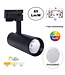 1 Fase Rail Spot 10w, 820 Lumen, CCT-Switch (3000K/4000K/6000K), CRI90, Incl. UGR Filter, Zwartkleurige behuizing, 3 Jaar Garantie