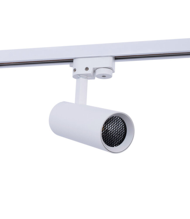 1 Fase Rail Spot 10w, 820 Lumen, CCT-Switch (3000K/4000K/6000K), CRI90, Incl. UGR Filter, Witkleurige behuizing, 3 Jaar Garantie