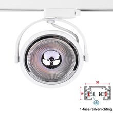 1 Fase Rail armatuur AR111 met GU10 Fitting, Witkleurige behuizing