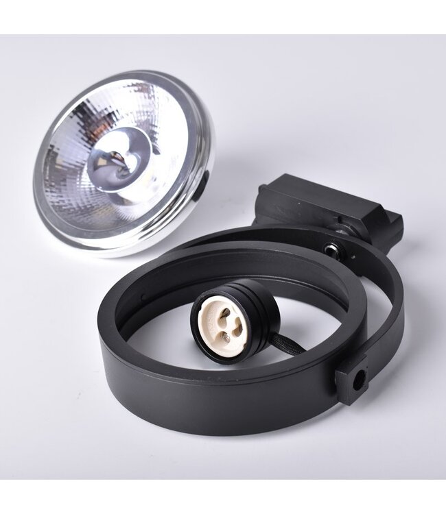 1 Fase Rail armatuur AR111 met GU10 Fitting, Zwartkleurige behuizing