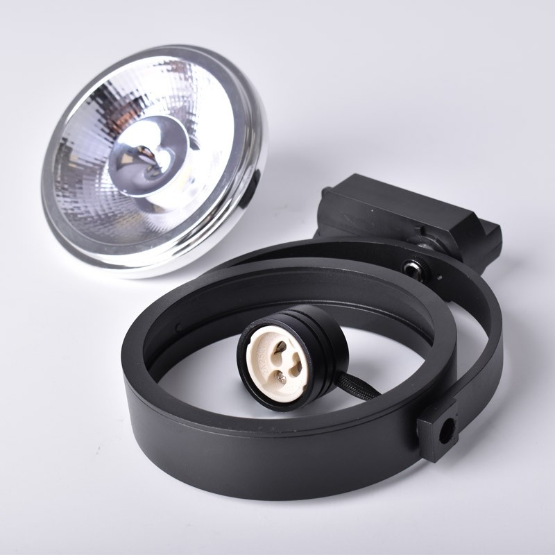 1 Fase Rail armatuur AR111 met GU10 Fitting, Zwartkleurige behuizing, foto 5 van 6