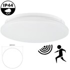 Led Plafonnière 12w met Bewegingssensor, 900 Lumen, IP44, Ø260mm, 2 jaar garantie