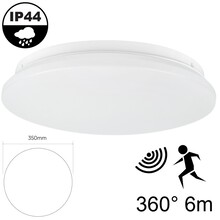 Led Plafonnière 18w met Bewegingssensor, 1450 Lumen, IP44, Ø350mm, 2 jaar garantie