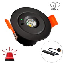 Mini LED Nood Spot/Downlighter Zwart, 3w, 250 lumen, Ø42 mm gatmaat, 2 Jaar Garantie