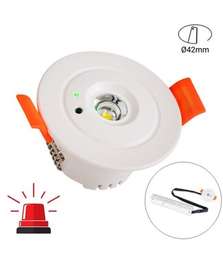 Mini LED Nood Spot/Downlighter Wit, 3w, 250 lumen, Ø42 mm gatmaat, 2 Jaar Garantie