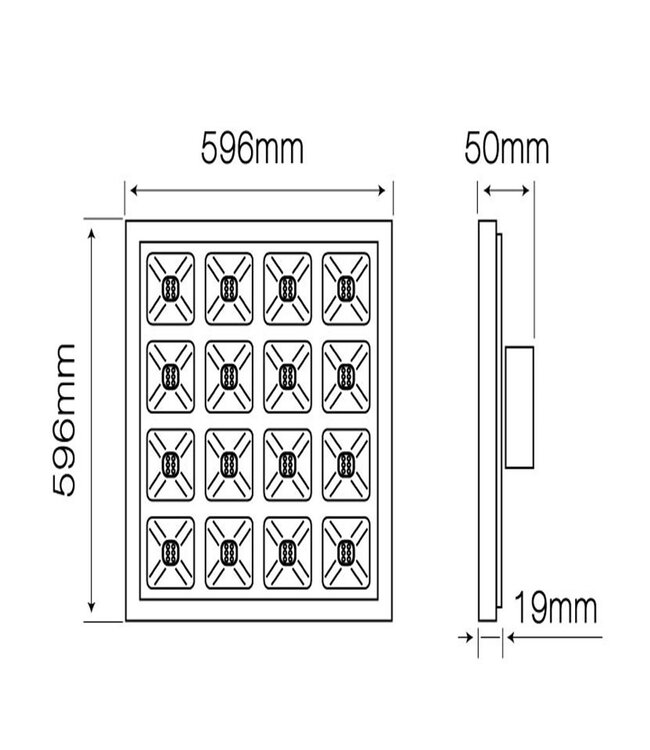 GRILL LED Paneel 60x60cm, Power switch 15-36W, 2250-5040 Lumen (140-150lm/w), UGR<16, 5 Jaar Garantie