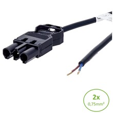 Aansluitsnoer met GST18 Male Connector - 2x0.75mm2 - tot 3 Meter leverbaar