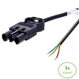 Aansluitsnoer met GST18 Male Connector - 3x1.50mm2 - tot 3 Meter leverbaar