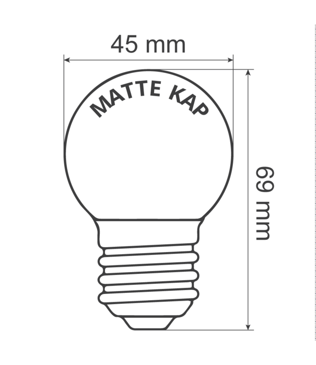 E27 1w Bol Lamp, 30/50 Lumen, Matte Kap