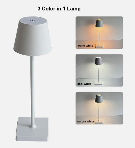 Oplaadbare LED Tafellamp Wit 4 IN 1, 3,5w, 400 Lumen, 2x 2000Mah Li-Ion batterij, CCT Switch 3000K/4000K/5000K, IP54, 2 Jaar Garantie, foto 2 van 6