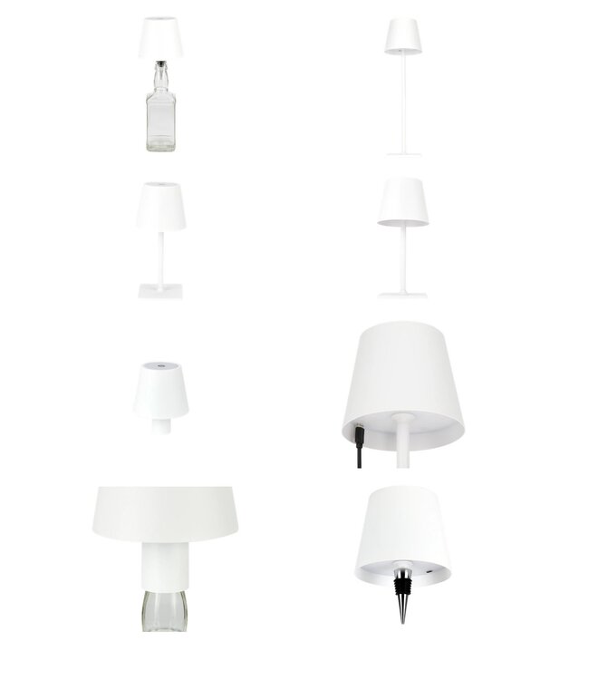 Oplaadbare LED Tafellamp Wit 4 IN 1, 3,5w, 400 Lumen, 2x 2000Mah Li-Ion batterij, CCT Switch 3000K/4000K/5000K, IP54, 2 Jaar Garantie