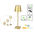 Oplaadbare LED Tafellamp Goud 4 IN 1, 3,5w, 400 Lumen, 2x 2000Mah Li-Ion batterij, CCT Switch 3000K/4000K/5000K, IP54, 2 Jaar Garantie