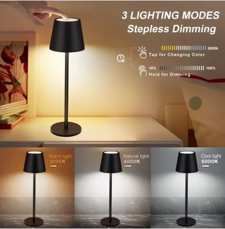 Oplaadbare LED Tafellamp Groen 4 IN 1, 3,5w, 400 Lumen, 2x 2000Mah Li-Ion batterij, CCT Switch 3000K/4000K/5000K, IP54, 2 Jaar Garantie, foto 2 van 6
