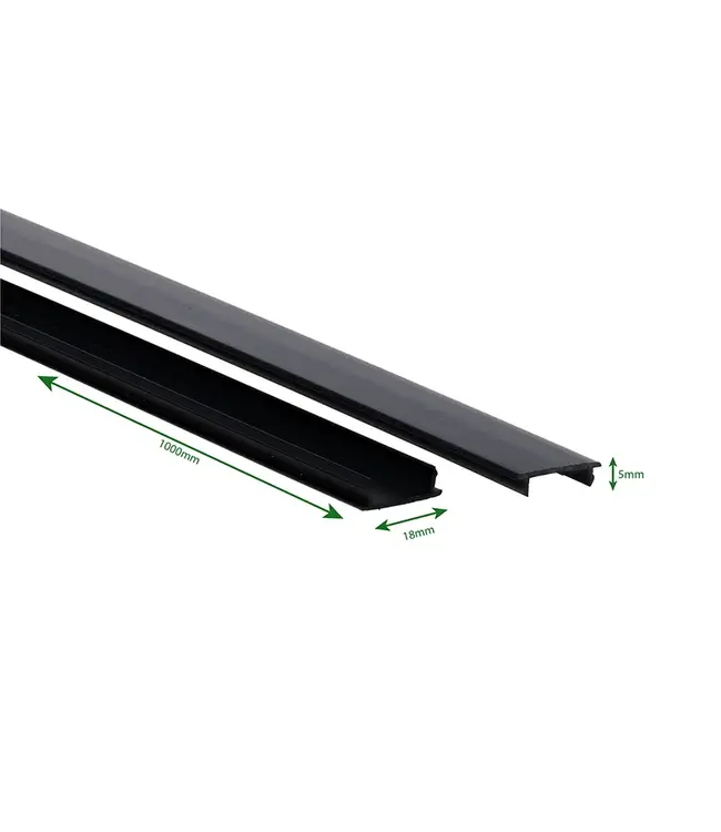 1 Fase Rail afdekstrook Zwart - 100 x 1,9cm