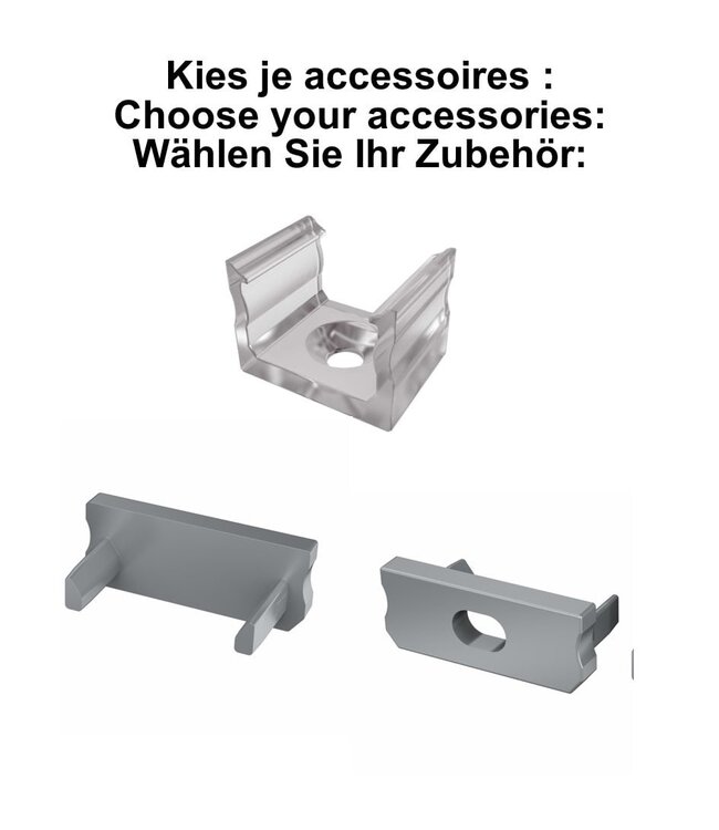 Accessoires t.b.v. Led Strip Profiel SLIM-Norman | Grijs