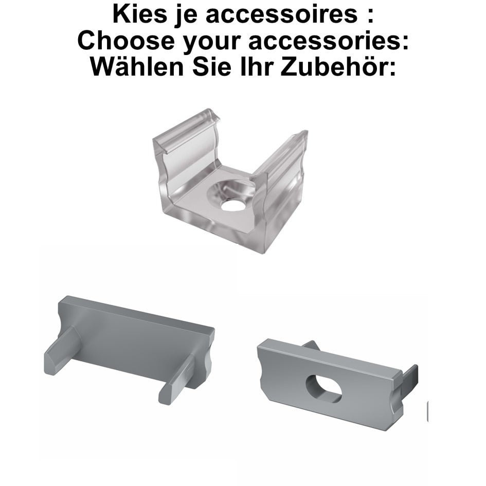 Accessoires t.b.v. Led Strip Profiel SLIM-Norman | Grijs, foto 2 van 4