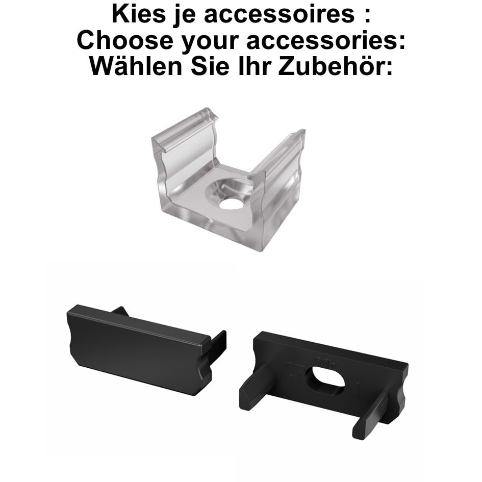 Accessoires t.b.v. Led Strip Profiel SLIM-Norman | Zwart, foto 2 van 4