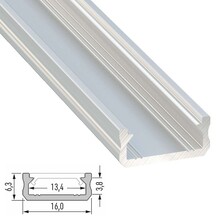 Aluminium Led Strip Profiel SLIM-Norman | ALU |  16x6,3mm | Tot 2 Meter leverbaar