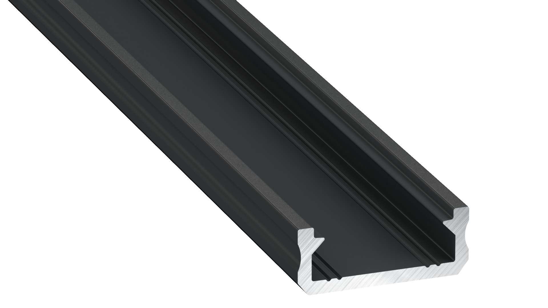 Aluminium Led Strip Profiel SLIM-Norman | Zwart | 16x6,3mm | Tot 2 Meter leverbaar, foto 4 van 6