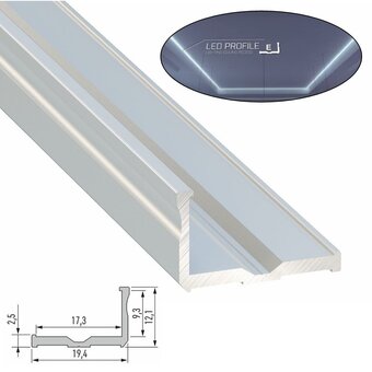 Aluminium Led Strip Profiel L-Hoek | ALU |  19,4x12,1mm | Tot 2 Meter leverbaar | Speciaal voor verlaagd plafond