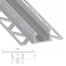 Tegel Aluminium Led Strip Profiel TERRA | Tot 15mm LED Strips | ALU | 18x12mm | Tot 2 Meter leverbaar