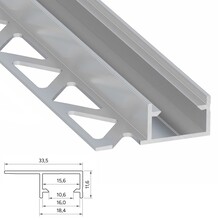 Tegel-Hoek Aluminium Led Strip Profiel TERRA | Tot 15mm LED Strips | ALU | 18x12mm | Tot 2 Meter leverbaar