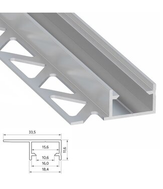 Tegel-Hoek Aluminium Led Strip Profiel TERRA | Tot 15mm LED Strips | ALU | 18x12mm | Tot 2 Meter leverbaar