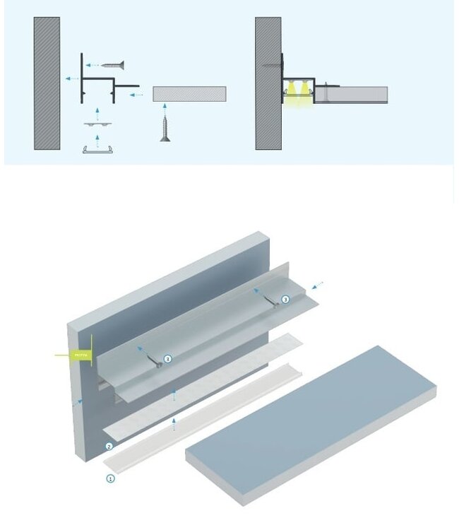 Aluminium Led Strip Profiel Stuc-DUAL | Geschikt voor Verlaagd Plafond | ALU | Tot 20mm Led Strip |  27,4x10,5mm | Tot 2 Meter leverbaar