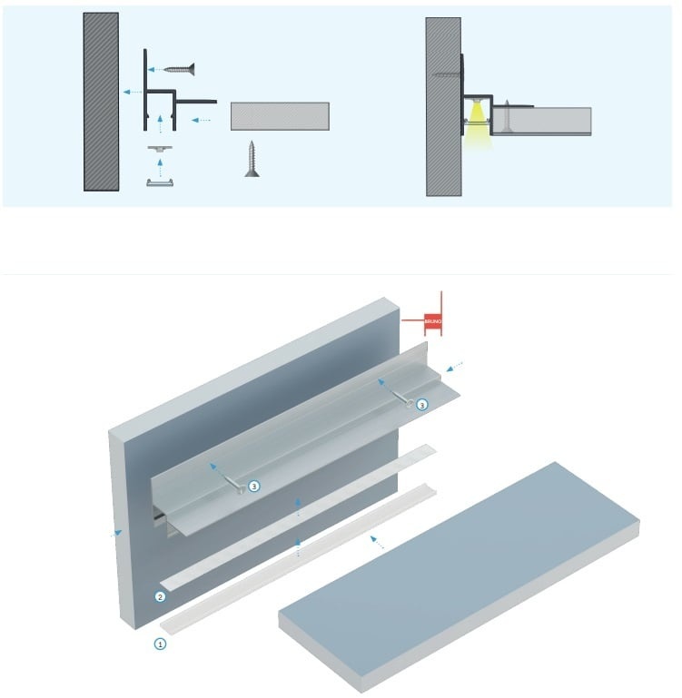 Aluminium Led Strip Profiel STUC-Norman | Geschikt voor Verlaagd Plafond | ALU | 15,6x19,6mm | Tot 2 Meter leverbaar, foto 2 van 6