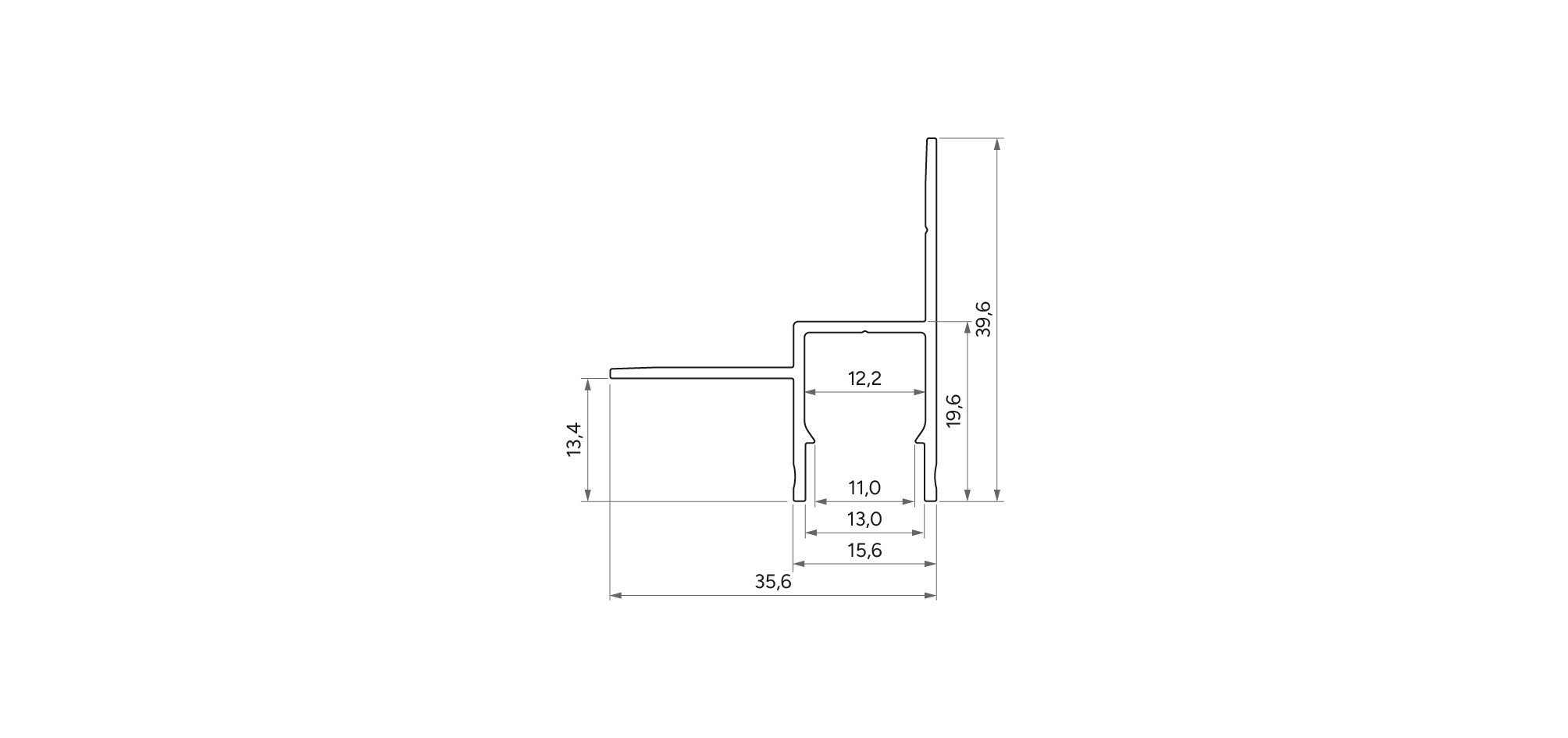 Aluminium Led Strip Profiel STUC-Norman | Geschikt voor Verlaagd Plafond | ALU | 15,6x19,6mm | Tot 2 Meter leverbaar, foto 4 van 6