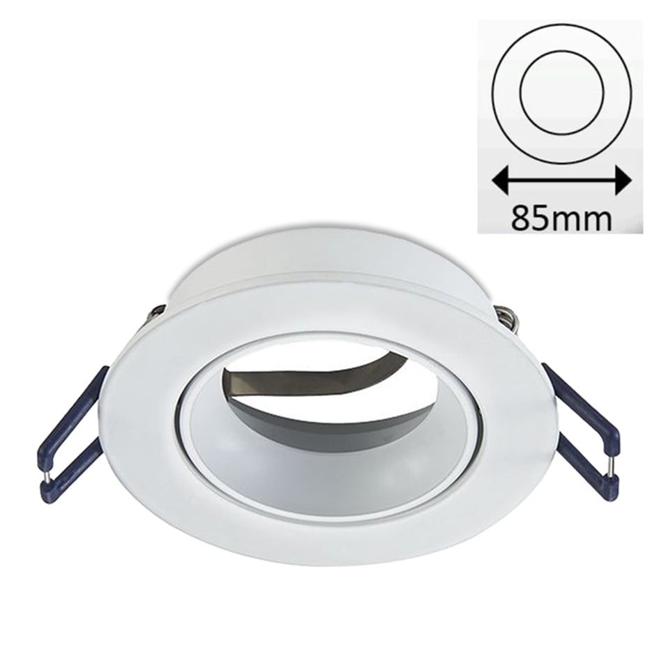 Led Spot Armatuur Wit, Verdiept, Kantelbaar, IP20, Kliksysteem. Zaagmaat 75mm