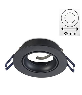 Led Spot Armatuur Zwart, Verdiept, Kantelbaar, IP20, Kliksysteem. Zaagmaat 75mm