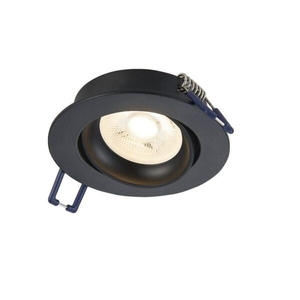 Led Spot Armatuur Zwart, Verdiept, Kantelbaar, IP20, Kliksysteem. Zaagmaat 75mm, foto 3 van 6
