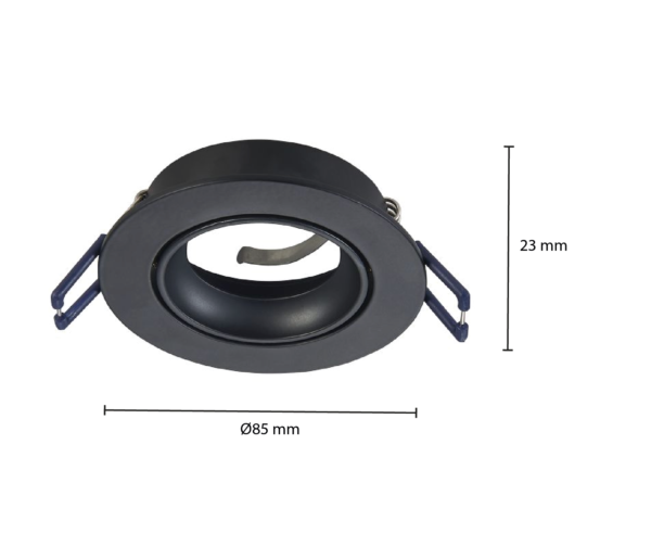 Led Spot Armatuur Zwart, Verdiept, Kantelbaar, IP20, Kliksysteem. Zaagmaat 75mm, foto 4 van 6