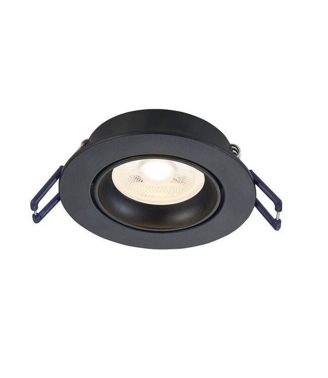 Led Spot Armatuur Zwart, Verdiept, Kantelbaar, IP20, Kliksysteem. Zaagmaat 75mm