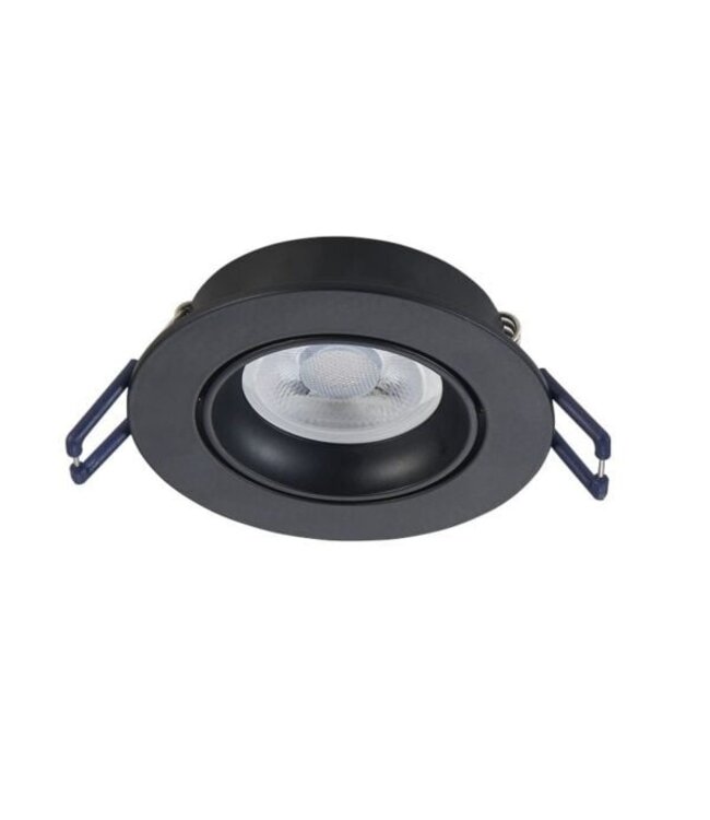 Led Spot Armatuur Zwart, Verdiept, Kantelbaar, IP20, Kliksysteem. Zaagmaat 75mm