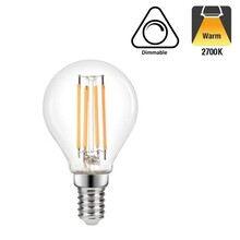 E14 Led Bollamp G45, 3,4 Watt, 470 Lumen, 2700K Warm Wit, Dimbaar, 2 Jaar Garantie
