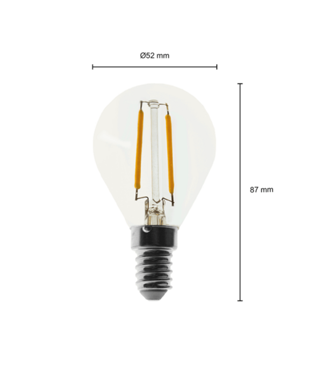 E14 Led Bollamp G45, 2 Watt, 110 Lumen, 2200K Flame, Dimbaar, 2 Jaar Garantie