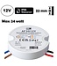 Wandcontactdoos - Mini Led Strip voeding 12V/30W/2,5A, Max: 24W, Afm:50x22 mm, IP67, 2 Jaar Garantie