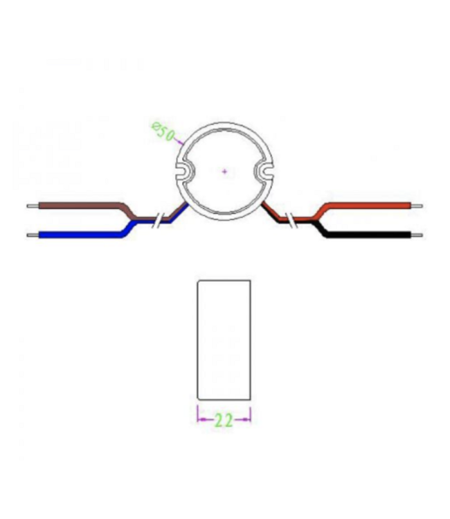 Wandcontactdoos - Mini Led Strip voeding 24V/30W/1,25A, Max: 24W, Afm:50x22 mm, IP67, 2 Jaar Garantie